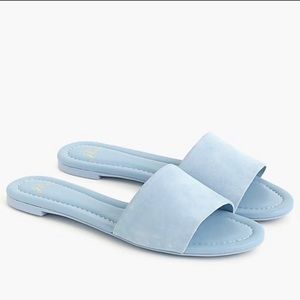 NWT J Crew Blue Suede Slides